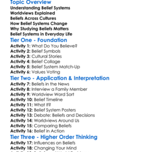 Belief Systems And Worldviews Worksheet Activity Booklet