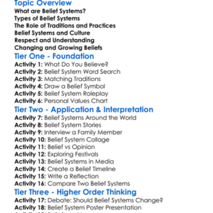 Belief Systems Worksheet Activity Booklet