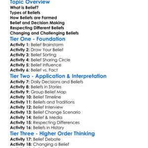 Belief Worksheet Activity Booklet