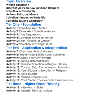 Beliefs About Salvation Worksheet Activity Booklet