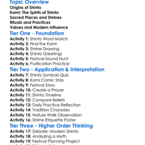 Beliefs And Practices In Shinto Worksheet Activity Booklet