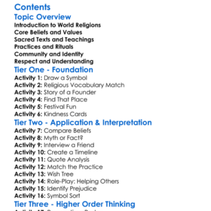 Beliefs And Teachings Of Major World Religions Worksheet Activity Booklet