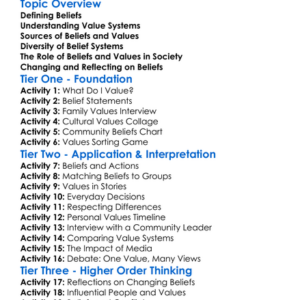 Beliefs And Value Systems Worksheet Activity Booklet
