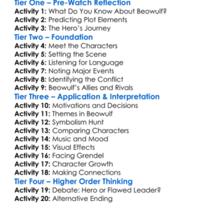 Beowulf 2007 Worksheet Activity Booklet