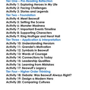 Beowulf Anonymous Worksheet Activity Booklet
