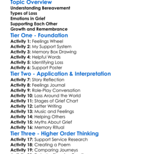 Bereavement And Loss Worksheet Activity Booklet