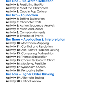 Beverly Hills Cop Axel F 2024 Worksheet Activity Booklet