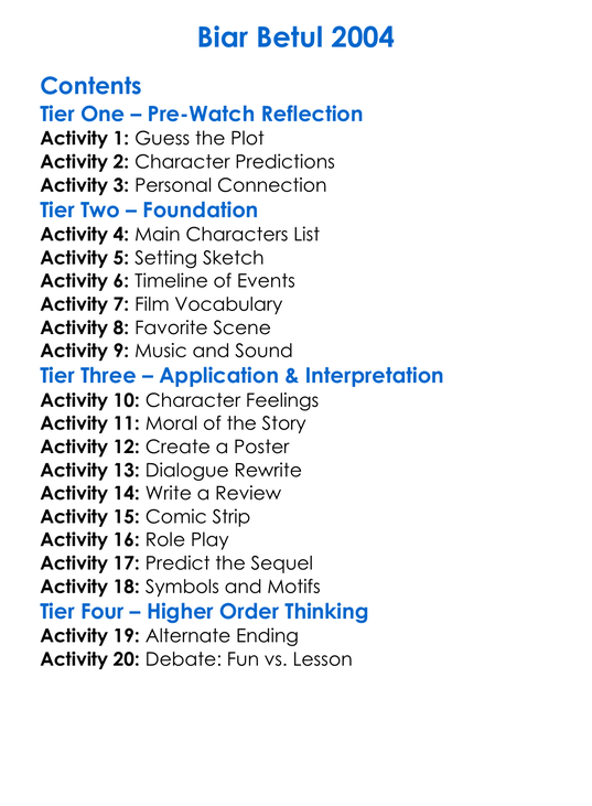 Biar Betul 2004 Worksheet Activity Booklet