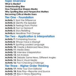 Bias And Perspective In Media Worksheet Activity Booklet