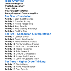 Bias And Perspective Worksheet Activity Booklet