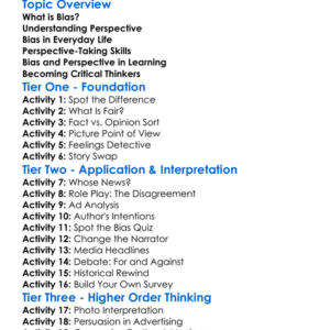 Bias And Perspective Worksheet Activity Booklet