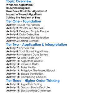 Bias In Algorithms Worksheet Activity Booklet