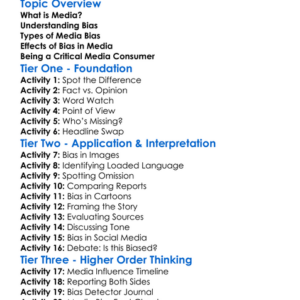 Bias In Media Worksheet Activity Booklet