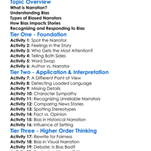Bias In Narration Worksheet Activity Booklet