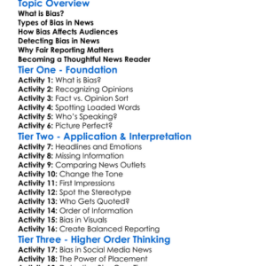 Bias In News Reporting Worksheet Activity Booklet