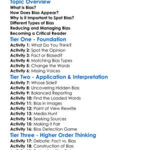 Bias In Texts Worksheet Activity Booklet