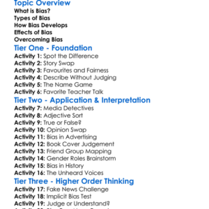 Bias Worksheet Activity Booklet