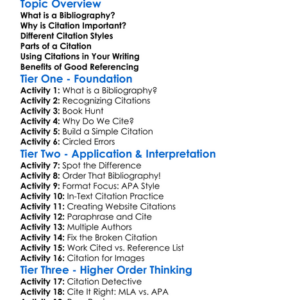 Bibliography And Citation Worksheet Activity Booklet