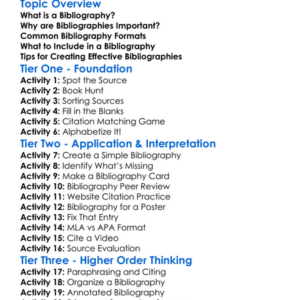 Bibliography Creation Worksheet Activity Booklet