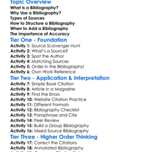 Bibliography Worksheet Activity Booklet