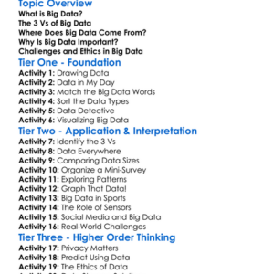 Big Data Concepts Worksheet Activity Booklet