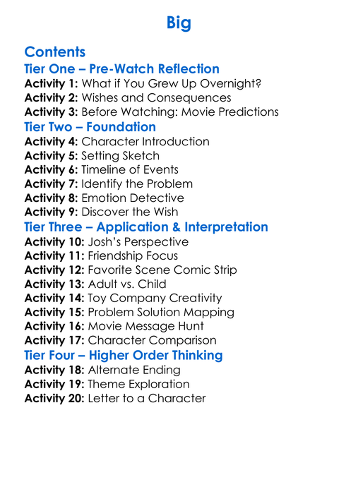Big Worksheet Activity Booklet