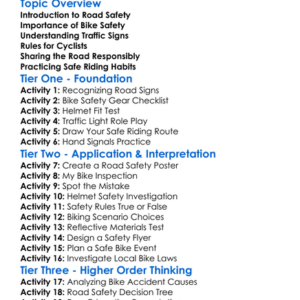 Bike And Road Safety Worksheet Activity Booklet