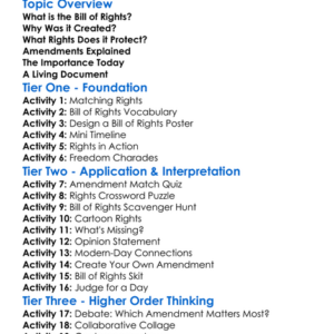 Bill Of Rights Worksheet Activity Booklet