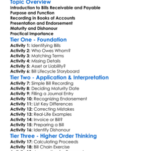 Bills Receivable And Payable Worksheet Activity Booklet