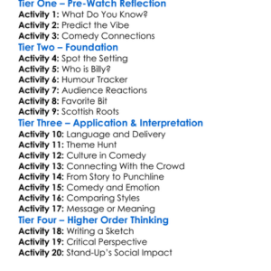 Billy Connolly Two Night Stand 1997 Worksheet Activity Booklet
