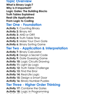 Binary Logic Worksheet Activity Booklet