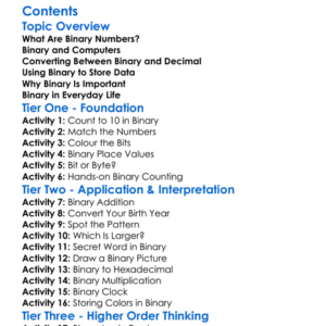 Binary Numbers And Data Representation Worksheet Activity Booklet