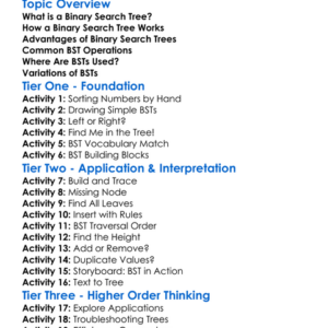 Binary Search Trees Worksheet Activity Booklet