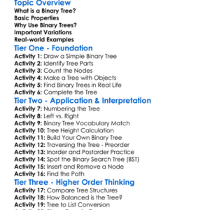Binary Trees Worksheet Activity Booklet