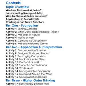 Bio-Based And Biodegradable Materials Worksheet Activity Booklet