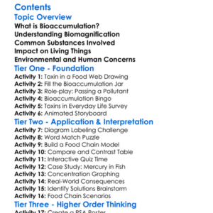 Bioaccumulation And Biomagnification Worksheet Activity Booklet