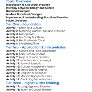 Biocultural Evolution Worksheet Activity Booklet