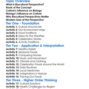 Biocultural Perspectives Worksheet Activity Booklet
