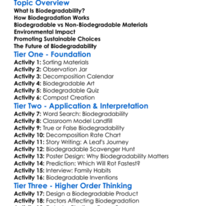 Biodegradability Worksheet Activity Booklet