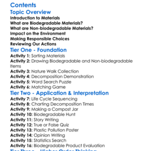 Biodegradable And Non-Biodegradable Materials Worksheet Activity Booklet