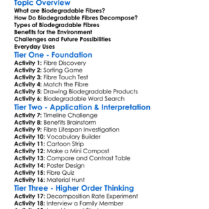 Biodegradable Fibres Worksheet Activity Booklet
