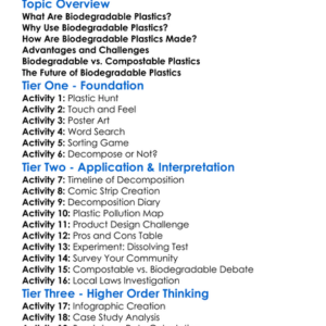 Biodegradable Plastics Worksheet Activity Booklet