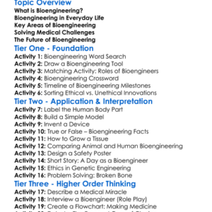 Bioengineering Basics Worksheet Activity Booklet