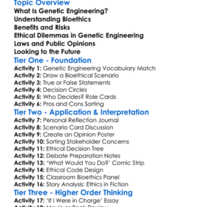 Bioethics In Genetic Engineering Worksheet Activity Booklet