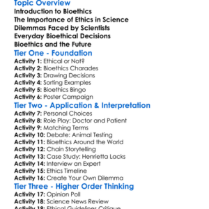 Bioethics In Science Worksheet Activity Booklet