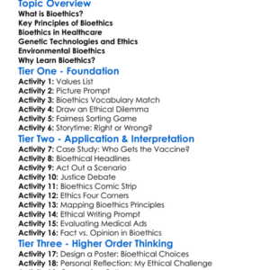 Bioethics Worksheet Activity Booklet