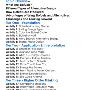 Biofuels And Alternative Energy Worksheet Activity Booklet