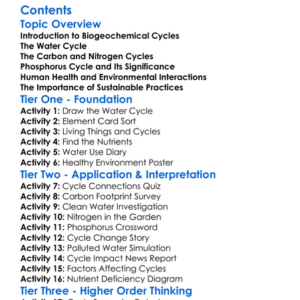 Biogeochemical Cycles And Human Health Worksheet Activity Booklet