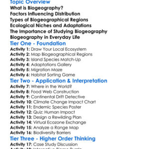 Biogeography Worksheet Activity Booklet