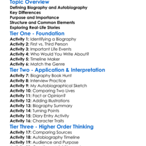 Biography And Autobiography Worksheet Activity Booklet